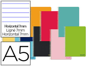 Cuaderno Espiral Liderpapel A5 Micro Smart Tapa Blanda 80H60Gr Horizontal 7Mm Doble Margen 4 Taladros Colores