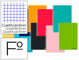 Cuaderno Espiral Liderpapel Folio Smart Tapa Blanda 80H 60Gr Cuadro 6 mm con Margen Colores Surtidos