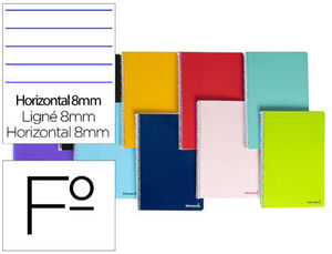 Cuaderno Espiral Liderpapel Folio Smart Tapa Blanda 80H 60Gr Horizontal 8Mm con Margen Colores Surtidos