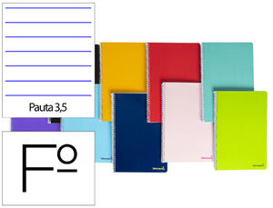 Cuaderno Espiral Pauta 3,5 mm Folio Smart 80 Hj 60 Gr Tapa Blanda con Margen Colores Surtidos