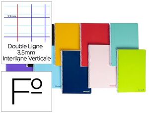 Cuaderno Espiral Liderpapel Folio Smart Tapa Blanda 80H 60Gr Rayado Montessori 3,5Mm con Margen Colores Surtidos