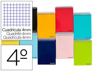 Cuaderno Espiral Liderpapel Cuarto Apaisado Smart Tapa Blanda 80H 60Gr Cuadro 4Mm Conmargen Colores Surtidos