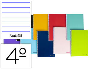 Cuaderno Espiral Pauta 3,5 mm 4º Smart Tapa Blanda 80 Hj 60 Gr con Margen Colores Surtidos
