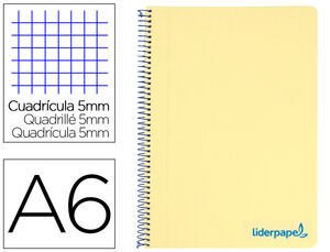 Cuaderno Espiral Liderpapel A6 Micro Wonder Tapa Plastico 120H 90 Gr Cuadro 5Mm 4 Bandas Color Amarillo