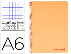 Cuaderno Espiral Liderpapel A6 Micro Wonder Tapa Plastico 120H 90 Gr Cuadro 5Mm 4 Bandas Color Naranja