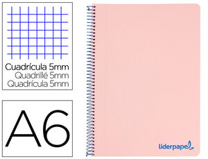 Cuaderno Espiral Liderpapel A6 Micro Wonder Tapa Plastico 120H 90 Gr Cuadro 5Mm 4 Bandas Color Rosa