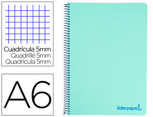 Cuaderno Espiral Liderpapel A6 Micro Wonder Tapa Plastico 120H 90 Gr Cuadro 5Mm 4 Bandas Color Verde