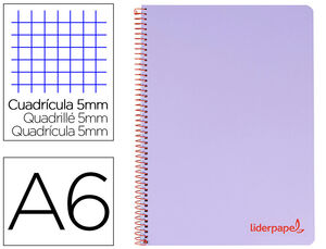 Cuaderno Espiral Liderpapel A6 Micro Wonder Tapa Plastico 120H 90 Gr Cuadro 5Mm 4 Bandas Color Violeta
