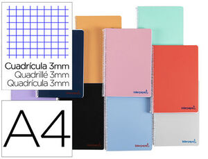 Cuaderno Espiral Liderpapel A4 Wonder Tapa Plastico 80H 90Gr Cuadro 3Mm con Margen Colores Surtidos
