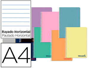 Cuaderno Espiral Liderpapel A4 Wonder Tapa Plastico 80H 90Gr Rayado Horizontal con Margen Colores Surtidos