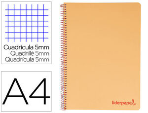 Cuaderno Espiral Liderpapel A4 Micro Wonder Tapa Plastico 120H 90 Gr Cuadro 5 mm 5 Banda4 Taladros C