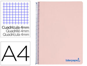 Cuaderno Espiral Liderpapel A4 Wonder Tapa Plastico 80H 90Gr Cuadro 4Mm con Margen Color Rosa