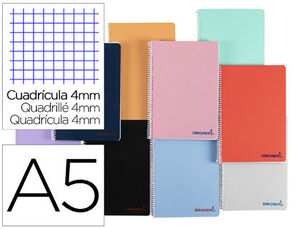 Cuaderno Espiral 4X4 mm A5 Wonder Tapa Plastico 80 Hj 90 Gr Colores Surtidos