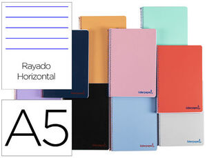 Cuaderno Espiral Rayado A5 Wonder 80 Hj 90 Gr Pp con Margen Colores Surtidos