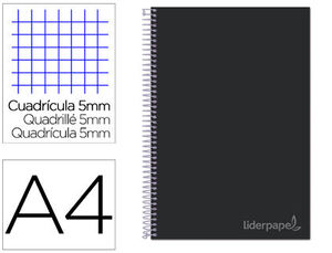 Cuaderno Espiral Liderpapel A4 Micro Jolly Tapa Forrada 140H 75 Gr Cuadro 5Mm 5 Bandas 4 Taladros Co