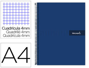 Cuaderno Espiral Liderpapel A4 Crafty Tapa Forrada 80H 90 Gr Cuadro 4Mm con Margen Color Azul Marino