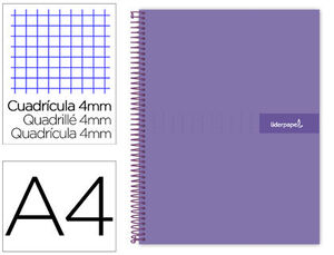 Cuaderno Espiral Liderpapel A4 Crafty Tapa Forrada 80H 90 Gr Cuadro 4Mm con Margen Color Violeta