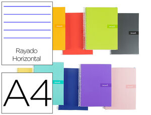 Cuaderno Espiral Liderpapel Horizontal A4 Crafty 80 Hj 90 Gr con Margen Colores Surtidos
