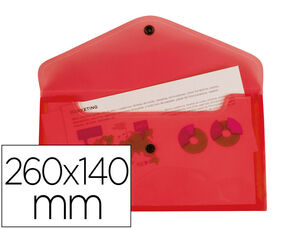 Sobre Broche Liderpapel Pp 260X140 mm Rojo Translucido