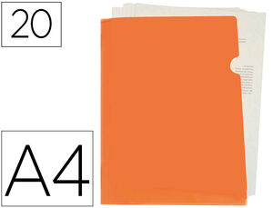 Carpeta Liderpapel Dossier u Ero Polipropileno A4 Naranja Fluor Opaco 20 Hojas
