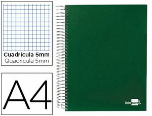 Cuaderno Espiral Liderpapel A4 Micro Papercoat Tapa Forrada 140H 80 Gr Cuadro5Mm 5 Bandas 4 Taladros