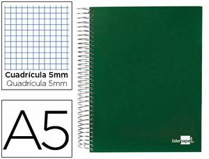 Cuaderno Espiral Liderpapel A5 Micro Papercoat Tapa Forrada 140H 80 Gr Cuadro5Mm 5 Bandas 6 Taladros