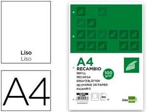 Recambio Liderpapel A4 Liso 100 Hj 100 Gr 4T