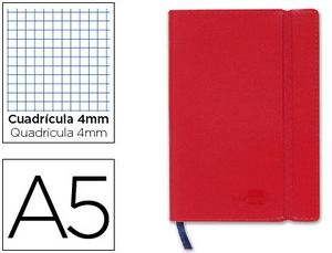 Cuaderno Liderpapel Simil Piel Rojo A5 4X4 mm 120 Hj