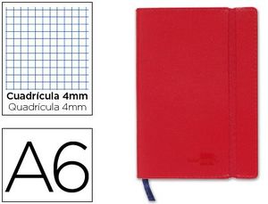 Cuaderno Liderpapel Simil Piel Rojo A6 4X4 mm 120 Hj