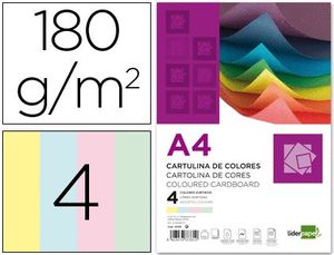Cartulina A4 4 Colores Surtidos 180 Gr Paq 100 ud