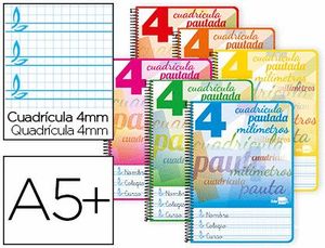 Cuaderno Espiral 4X4 mm Pautaguia 4º T/b 40 Hj 80 Gr Colores Surtidos