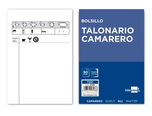 Talonario Liderpapel Camarero Bolsillo Original y Copia T251 Zig Zag