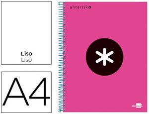 Cuaderno Espiral Liso A4 Micro Antartik Tapa Forrada 120 Hj 100 Gr 5 Bandas 4 Taladros Rosa Fluor