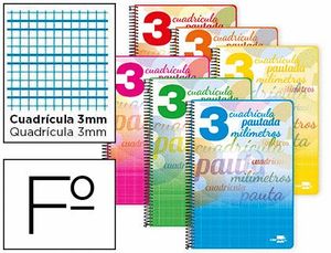 Cuaderno Espiral Liderpapel Folio Pautaguia Tapa Dura 80H 80 Gr Cuadro Pautado 3 Mmcon Margen Colore