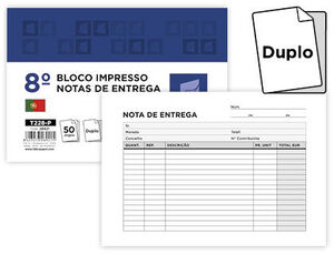 Talonario Liderpapel Entregas Octavo Apaisado 228 Duplicado -Texto en Portugues