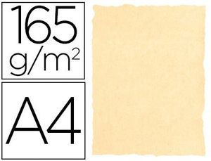 Papel Color Liderpapel Pergamino con Bordes A4 165G/m2 Crema Pack de 25 Hojas