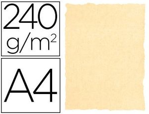 Papel Color Liderpapel Pergamino con Bordes A4 240G/m2 Crema Pack de 10 Hojas