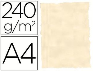 Papel Color Liderpapel Pergamino con Bordes A4 240G/m2 Hueso Pack de 10 Hojas
