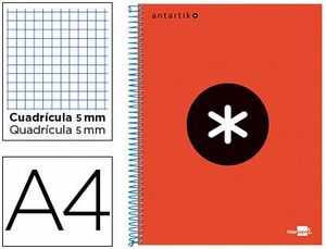 Cuaderno Espiral 5X5 mm A4 Antartik Micro 120 Hj 100 Gr Rojo