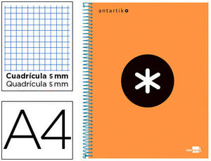 Cuaderno Espiral 5X5 mm A4 Antartik Micro 120 Hj 100 Gr Naranja