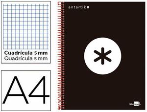 Cuaderno Espiral 5X5 mm A4 Antartik Micro 120 Hj 100 Gr Negro