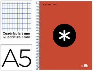 Cuaderno Espiral 5X5 mm A5 Antartik Micro 120 Hj 100 Gr Rojo