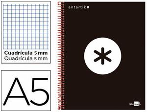 Cuaderno Espiral 5X5 mm A5 Antartik Micro 120 Hj 100 Gr Negro