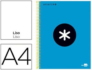 Cuaderno Espiral Liso A4 Micro Antartik Tapa Forrada 120 Hj 100 Gr 5 Bandas 4 Taladros Azul