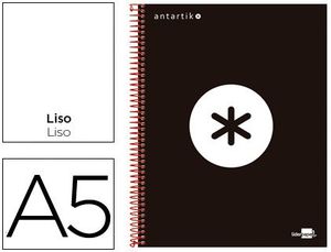 Cuaderno Espiral A5 Liso Antartik 120 Hj 100 Gr con Bandas Negro