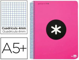 Cuaderno Espiral 5X5 mm A5 Antartik Tapa Dura 80 Hj 100 Gr Rosa Fluor