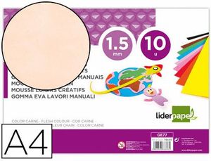 Goma Eva Liderpapel A4 Carne 60 Gr 1,5 mm Paq 10 ud
