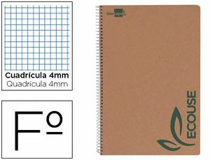 Cuaderno Espiral Fº Ecouse Carton 4X4 mm 80 Hj 60 Gr