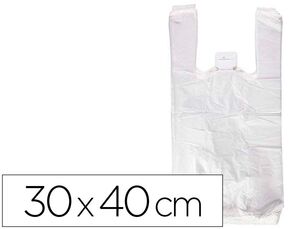 Bolsa Camiseta Reciclada 70% Blanca 50 Mc 30X40 cm Paquete 120 ud