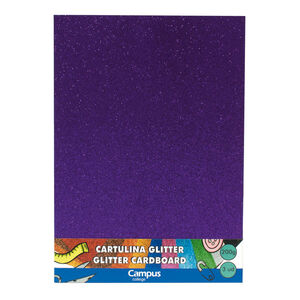 Cartulina Campus College Glitter A4 200 Gr Violeta Blister 3 ud.